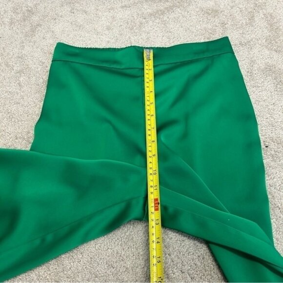 Rachel Zoe green satin effect flowy high waisted pull on trouser dress pants S - Picture 7 of 10